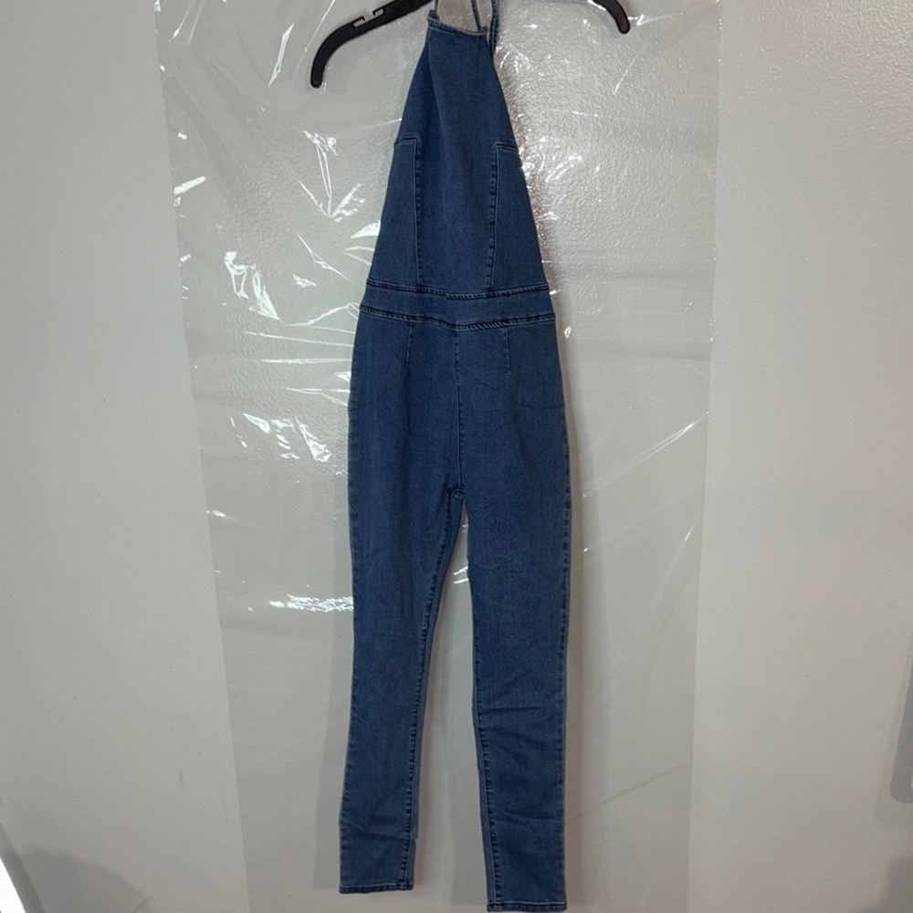 Blue Denim Halter Jumpsuit